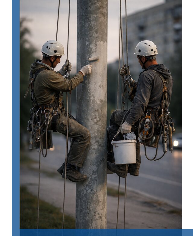 Покраска опор освещения и антикоррозийная защита в Чистополе
