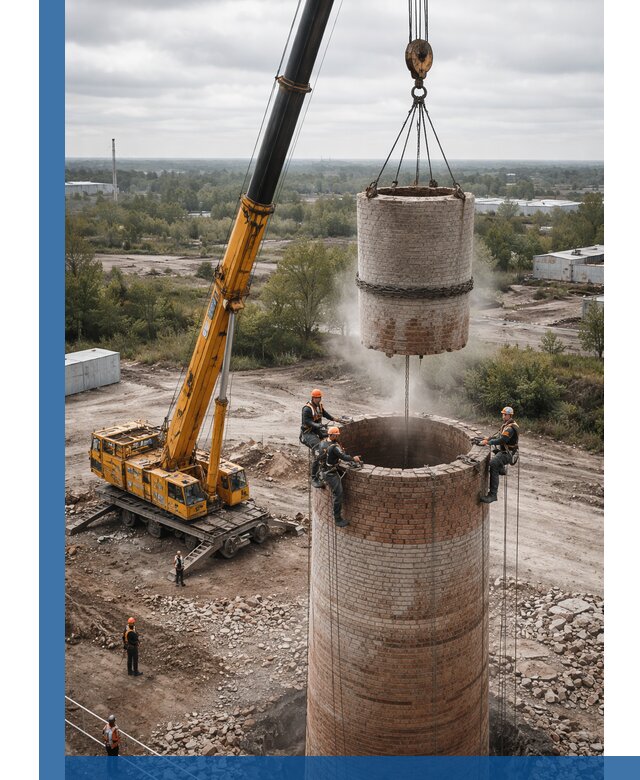 Демонтаж дымовой трубы в Чистополе с гарантиями безопасности