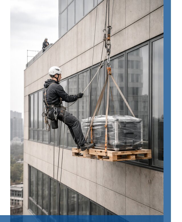 Спуск груза по фасаду в Чистополе от 3584 р. | ВЫСОТНИК-Чст