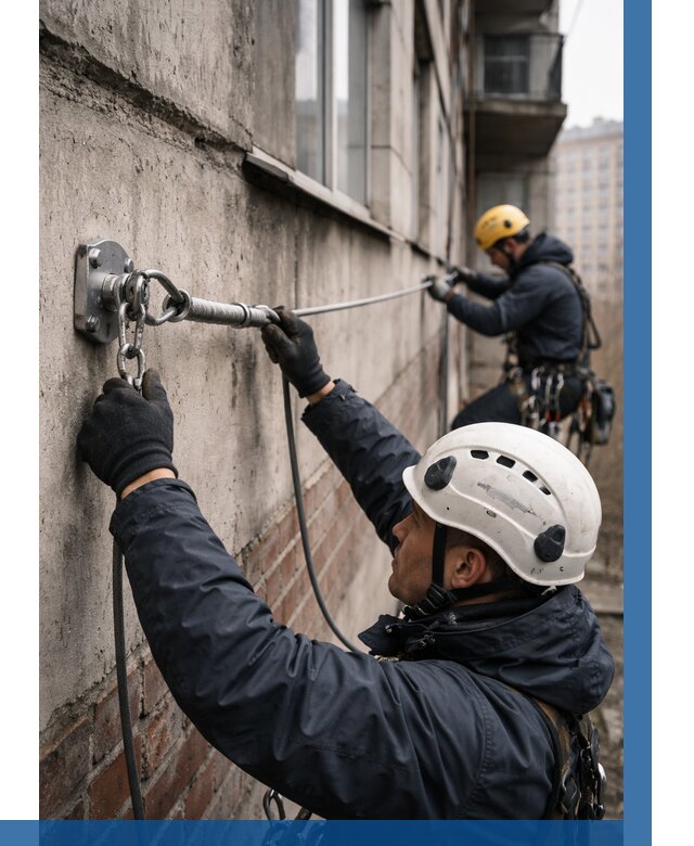 Монтаж анкерных линий в Чистополе от 3072 р. | ВЫСОТНИК-Чст