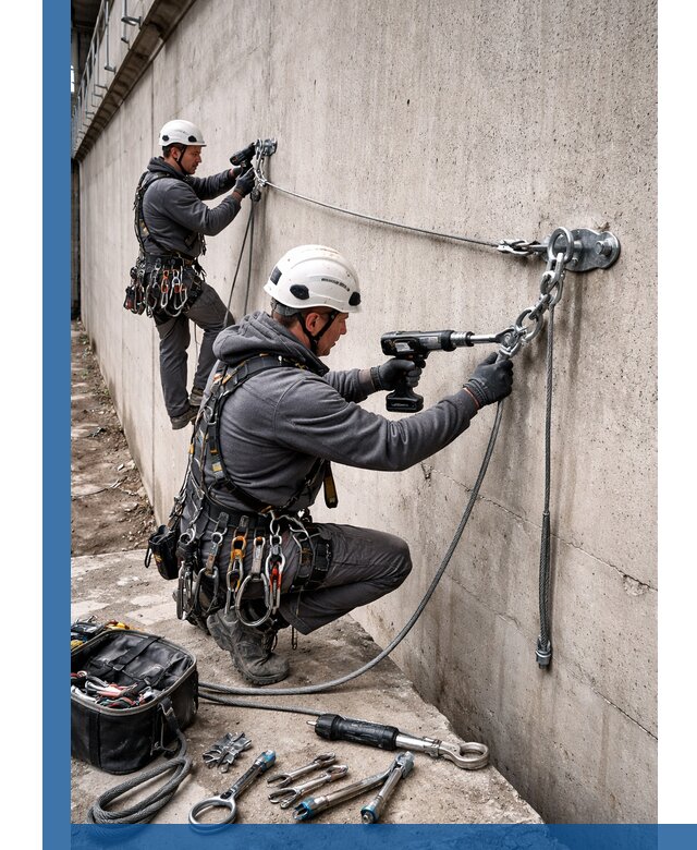 Монтаж анкерных линий высотной безопасности в Чистополе