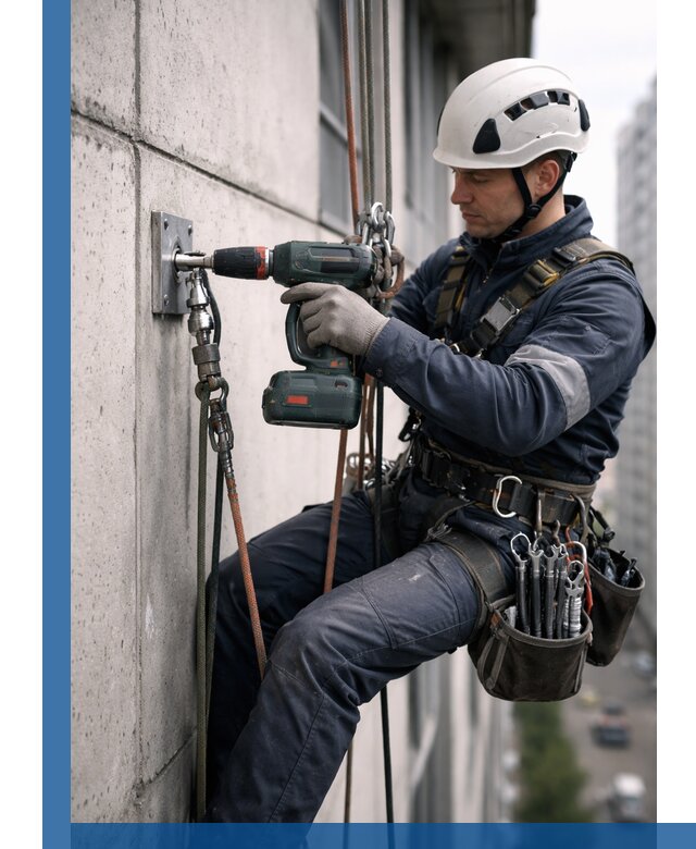 Установка анкерных точек для высотных работ в Чистополе