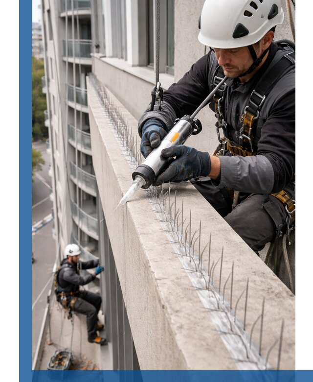 Установка шипов от птиц на фасадах и кровлях в Чистополе